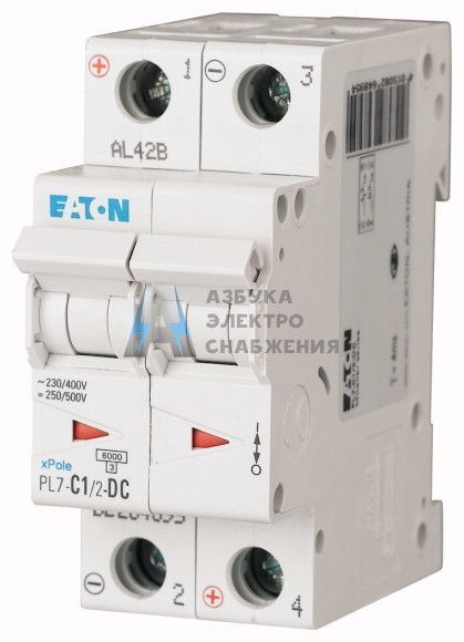 PL7-C1/2-DC, Автоматический выключатель для защиты цепей пост. тока EATON, арт. 264895